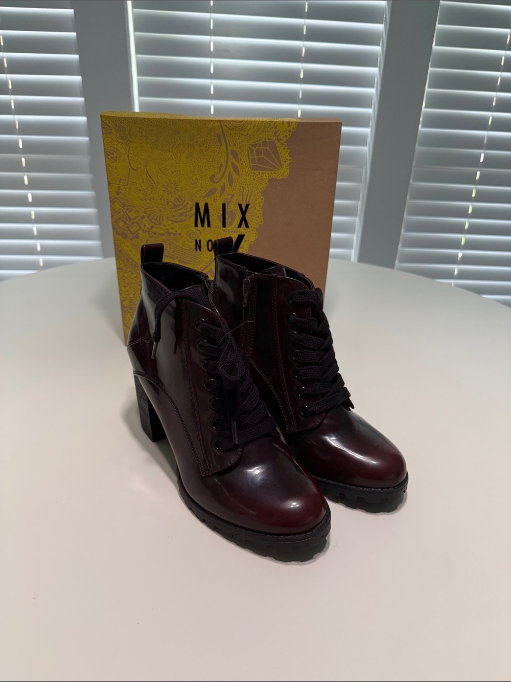 Mix No. 6 Elisabet Lace-Up Heeled Ankle Boots in Bordeaux
